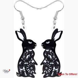 Acrylic Bunny Rabbit Earrings Dangle Drop Pet Jewelry For Women
